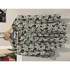 Fun2Fun Floral Print Blouse - Green & White Size S